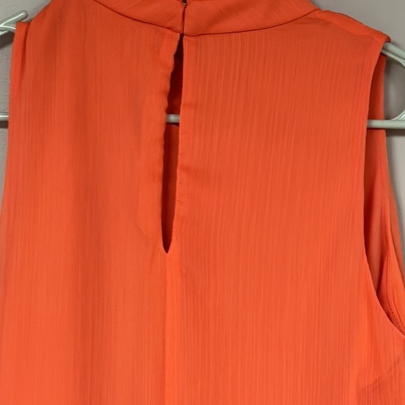 Bleecker 126 Ruffled High Neck Tiered Swing Dress, Medium  orange/salmon - Picture 6 of 11